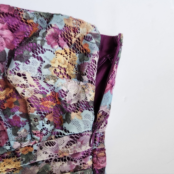 Gianni Bini Lainey Dress | Dahlia Purple Floral Lace | Size 0 # 2171M300 - Picture 10 of 11